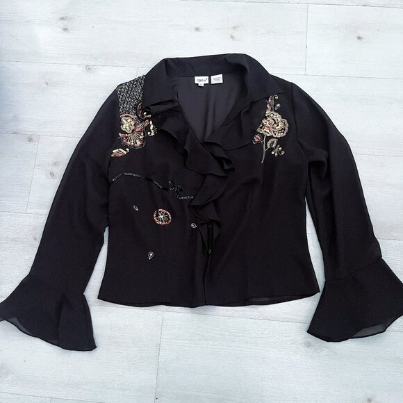 Together Women's Black Sequence Shirt/Jacket Size XL - Picture 1 of 3